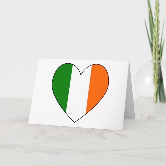 Irish Flag Heart Valentine Holiday Card (Front)