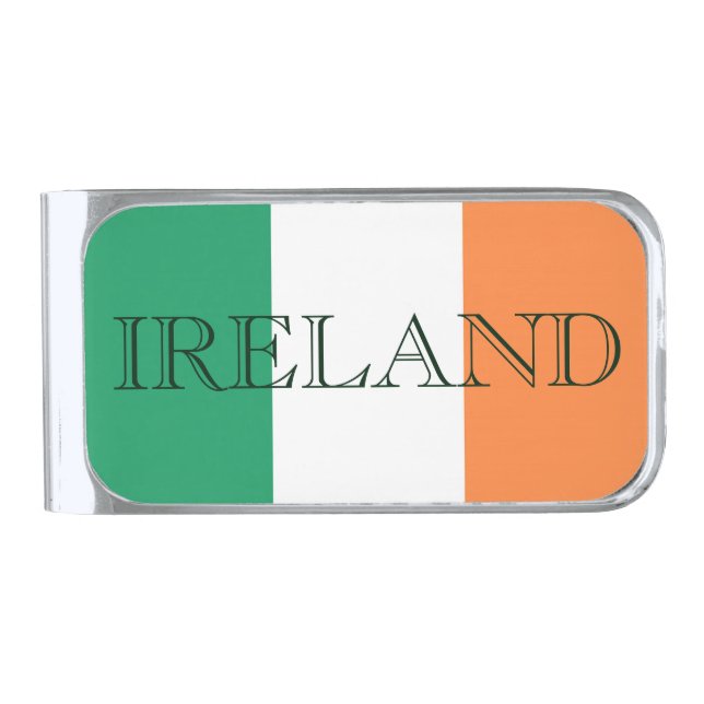 Irish Flag Ireland mccnt Silver Finish Money Clip (Front)