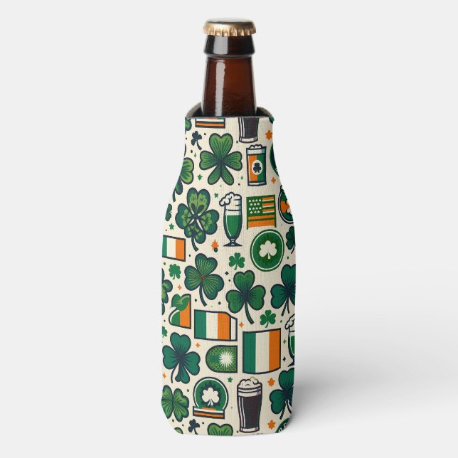 Irish Flag Ireland Saint Patricks Day Slainte Bottle Cooler (Bottle Front)