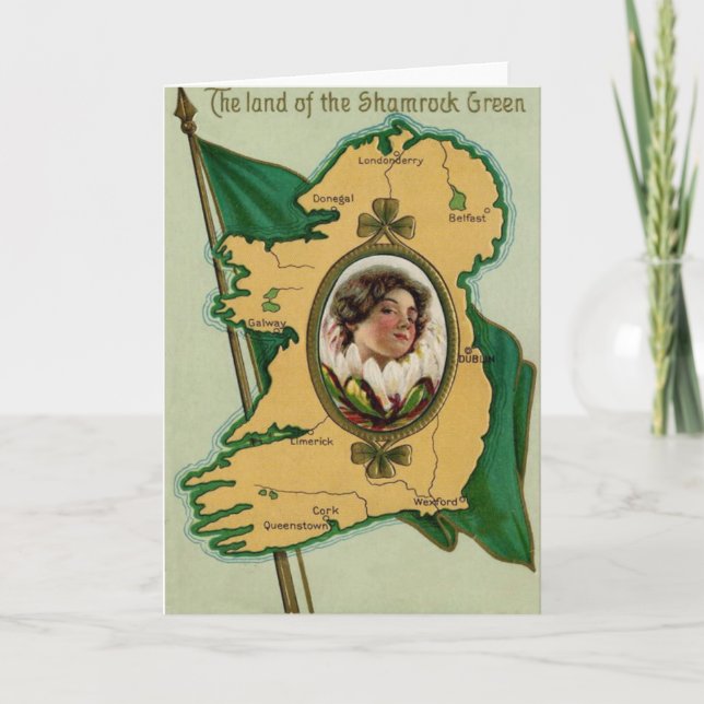 Irish Flag Ireland Shamrock Card (Front)