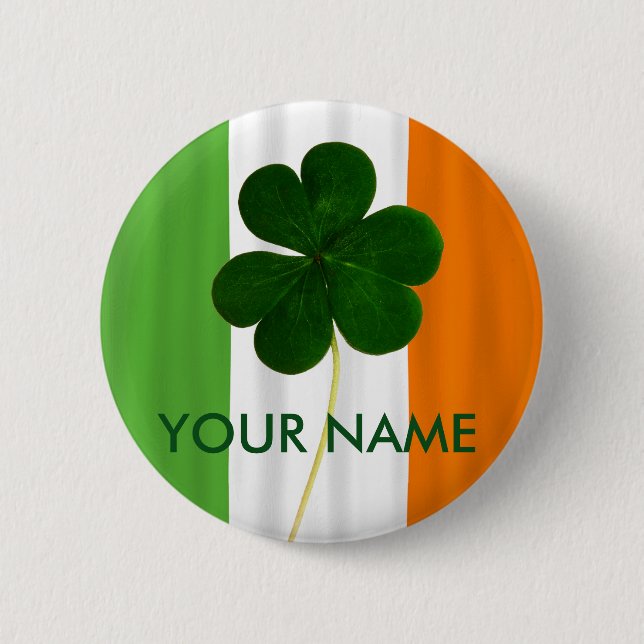 Irish Flag Ireland Shamrock Clover Volunteer Pinback Button (Front)