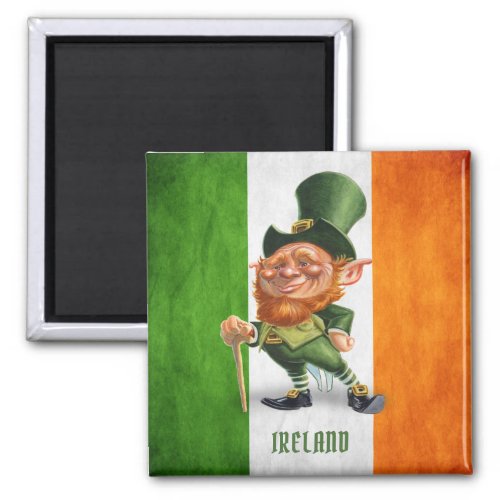 IRISH FLAG LEPRECHAUN MAGNET