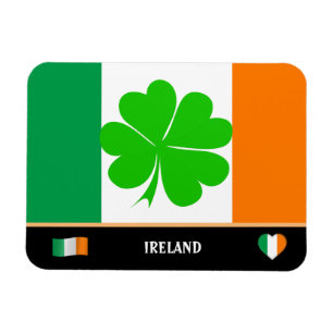 Irish Flag & lucky clover leaf / Ireland Magnet