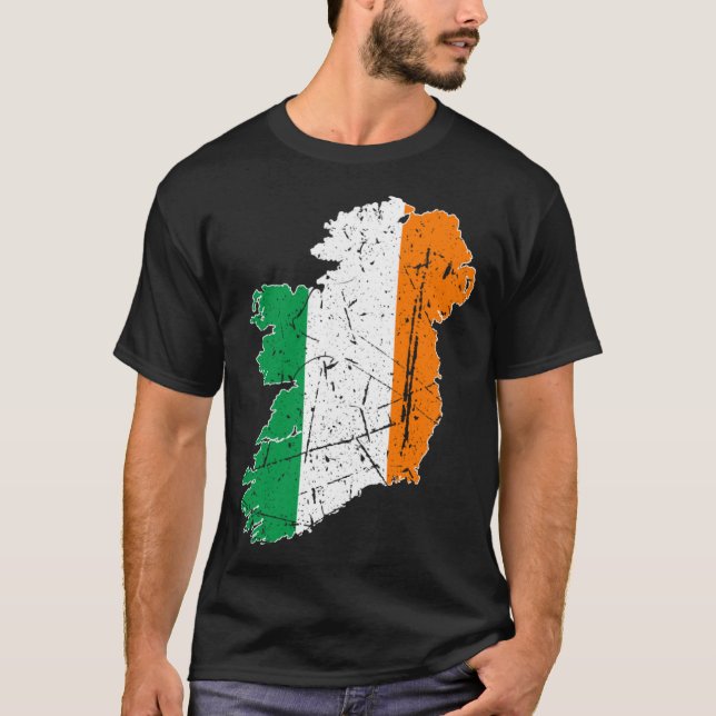 Irish Flag Map Souvenir Distressed Ireland Adults  T-Shirt (Front)