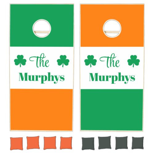 Irish Flag Monogram Family Cornhole Set