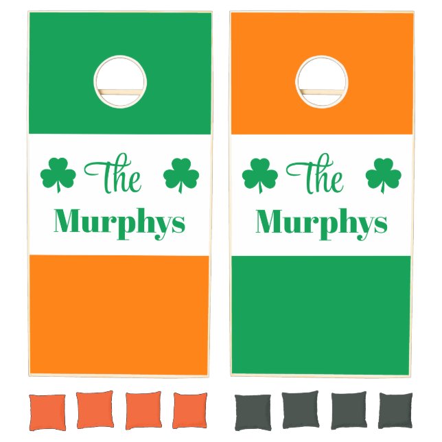 Irish Flag Monogram Family Cornhole Set (Set)