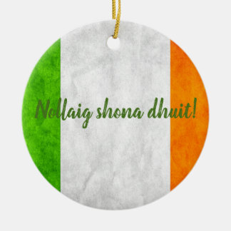 Irish Flag Nollaig shona dhuit! Ceramic Ornament