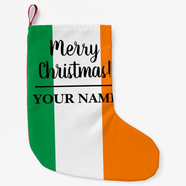 Irish flag of Ireland personalized name Holiday Small Christmas Stocking (Front)