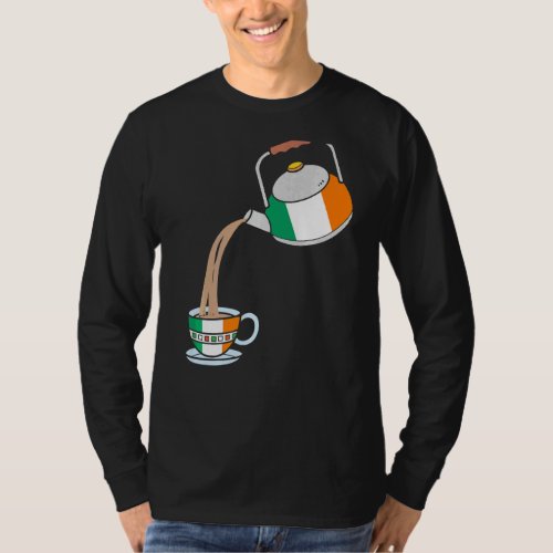 Irish Flag Of Ireland With Teapot  Teacup T_Shirt