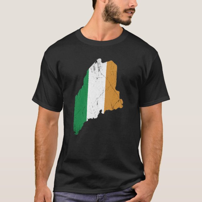Irish Flag over Maine T-Shirt (Front)
