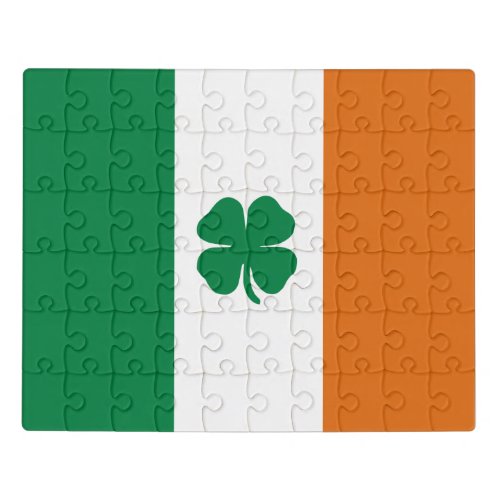 Irish Flag Patriotic Ireland Flag Four Leaf Clover Jigsaw Puzzle