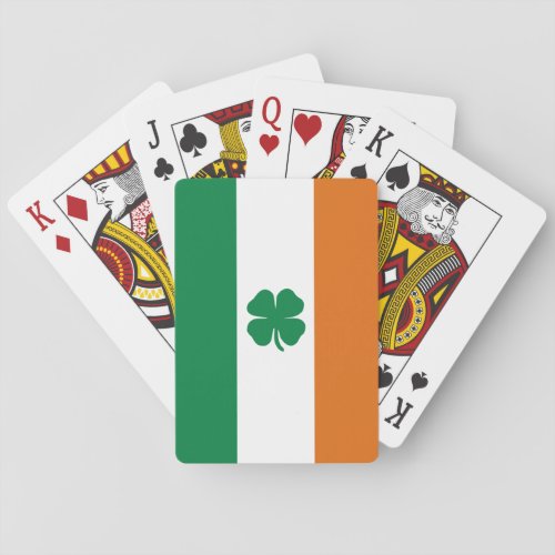 Irish Flag Patriotic Ireland Flag Four Leaf Clover Playing Cards