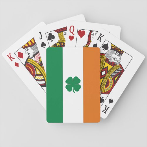 Irish Flag Patriotic Ireland Flag Four Leaf Clover Poker Cards