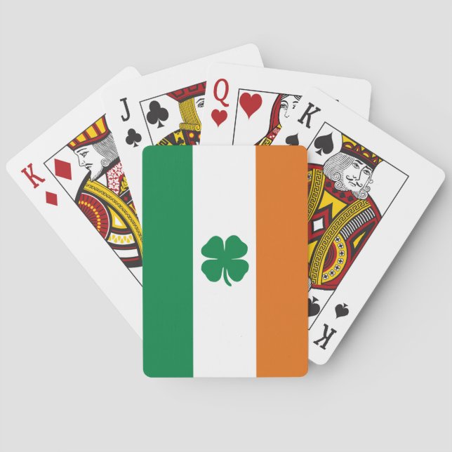 Irish Flag Patriotic Ireland Flag Four Leaf Clover Poker Cards (Back)