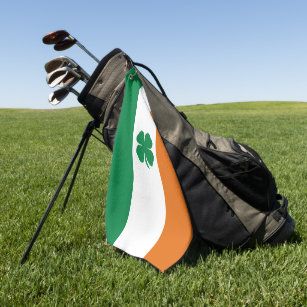Irish Flag Patriotic Ireland Flag Lucky Clover Golf Towel