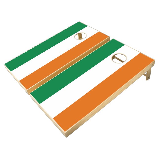 Irish Flag Patriotic Ireland Flag Lucky Shamrock Cornhole Set (Angled)