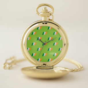 Irish Flag Pattern Pocket Watch