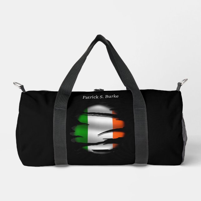 Irish Flag Ripped Personalized Duffle Bag (Front)