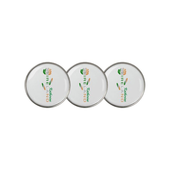 Irish Flag Rose Personalized Golf Ball Marker (3 Up)