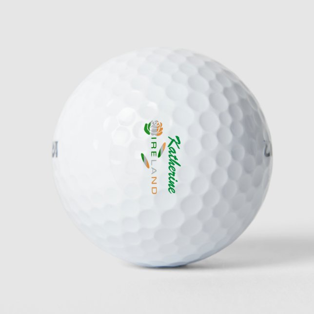 Irish Flag Rose Personalized Golf Balls (Front)