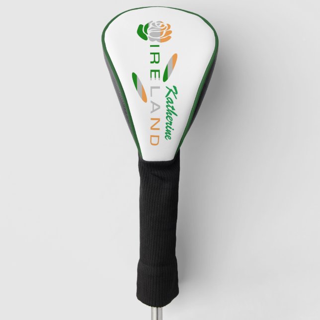 Irish Flag Rose Personalized Golf Head Cover (Front)