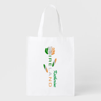 Irish Flag Rose Personalized Grocery Bag