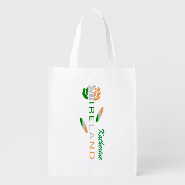 Irish Flag Rose Personalized Grocery Bag (Front)