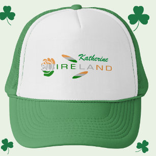 Irish Flag Rose Personalized Name  Trucker Hat