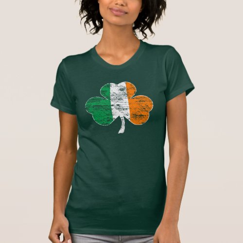 Irish Flag Shamrock Distressed T_shirt