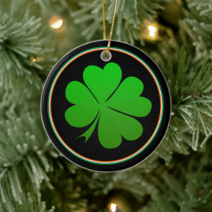 Irish Flag, Shamrock, Ireland Christmas Luck Ceramic Ornament