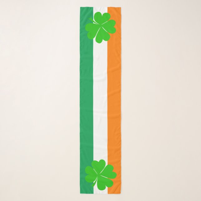 Irish Flag, Shamrock & Ireland fashion / sports Scarf (Front)