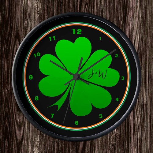 Irish Flag Shamrock Ireland Home St Patrick Clock