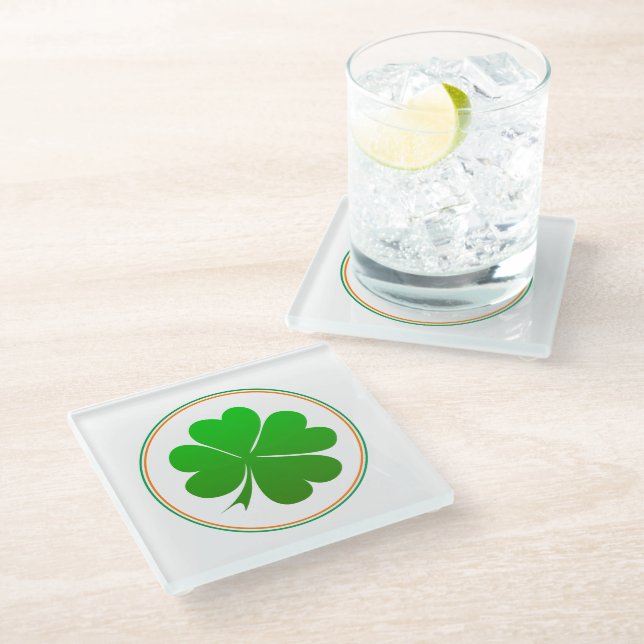 Irish Flag, Shamrock, Ireland party, St Patrick Glass Coaster (Angled)