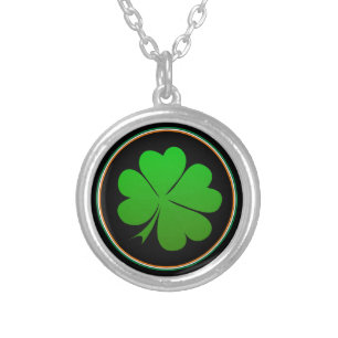 Irish Flag, Shamrock, Ireland St Patrick fashion Silver Plated Necklace