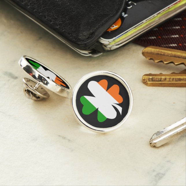 Irish Flag Shamrock Lapel Pin (In Situ)