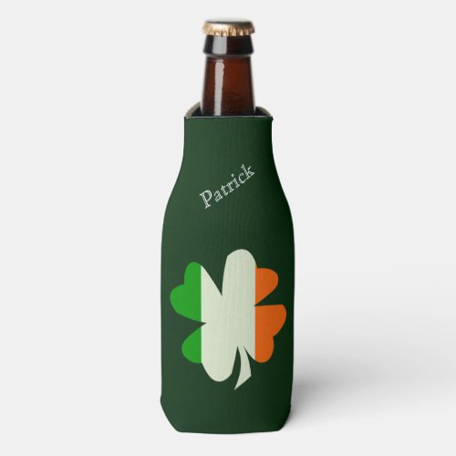 Irish Flag Shamrock Personalized Bottle Cooler