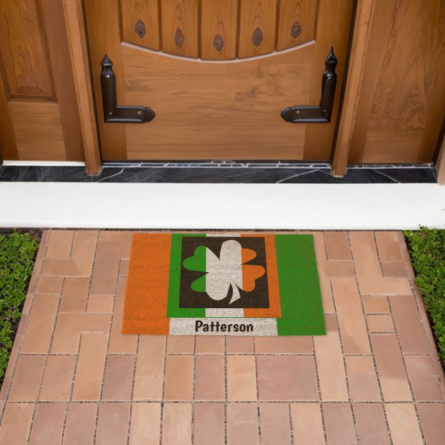 Irish Flag Shamrock Square Fiber Doormat (Insitu (Outdoor))