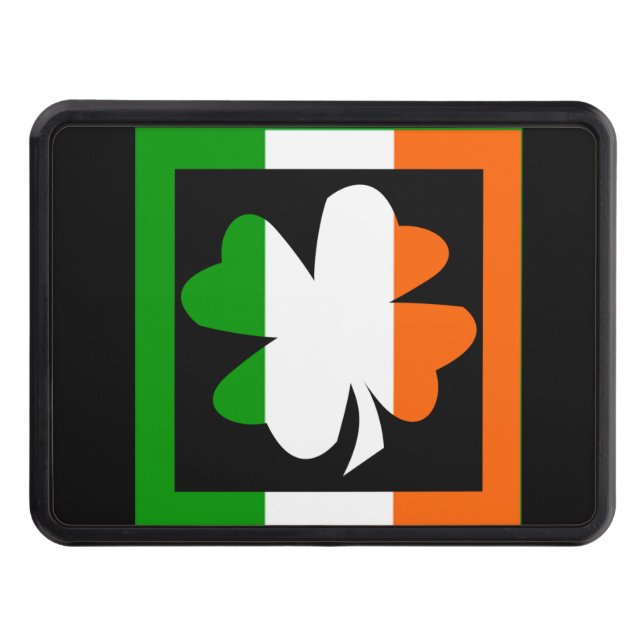 Irish Flag Shamrock Square Tow Hitch Cover (Front)