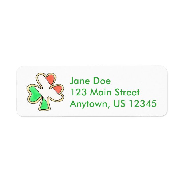 Irish Flag Shamrock St. Patrick's Day Sugar Cookie Label (Front)