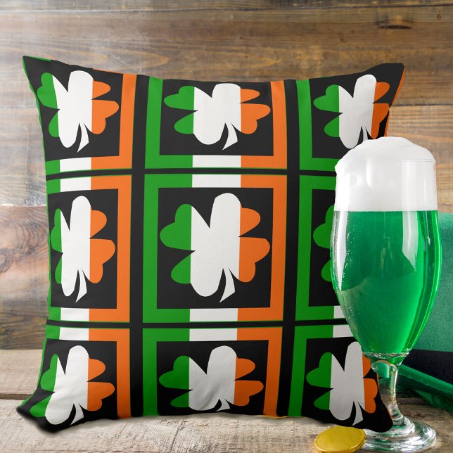 Irish Flag Shamrock Throw Pillow (Creator Uploaded)