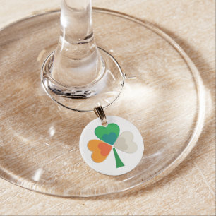Irish Flag Shamrock Wine Charm