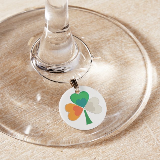 Irish Flag Shamrock Wine Charm (In Situ)