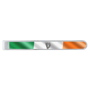 Irish flag silver finish tie clip
