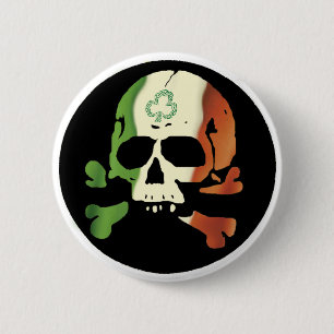 Irish flag skull button