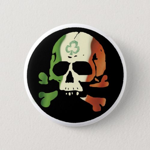 Irish flag skull button