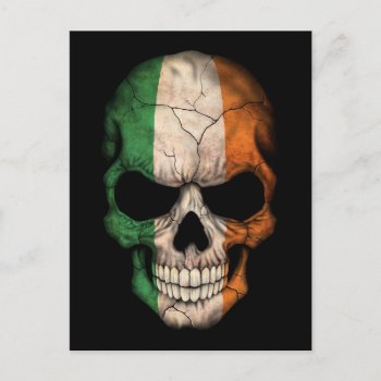 Irish Flag Skull On Black Postcard by JeffBartels at Zazzle