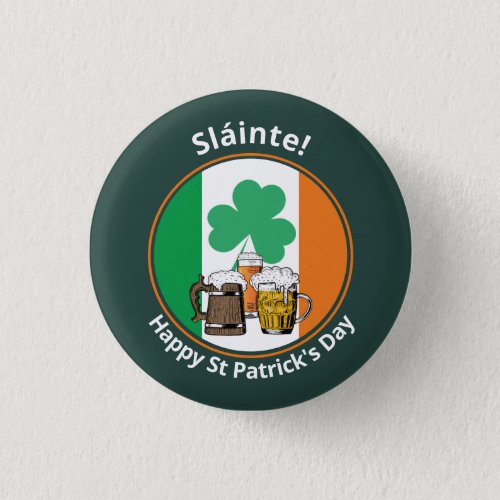 Irish Flag St Patricks Day Button