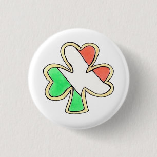 Irish Flag St Patrick's Day Shamrock Clover Cookie Pinback Button