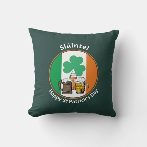 Irish Flag St Patricks Day Throw Pillow