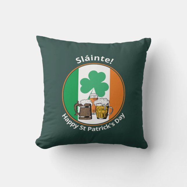 Irish Flag St Patricks Day Throw Pillow (Front)